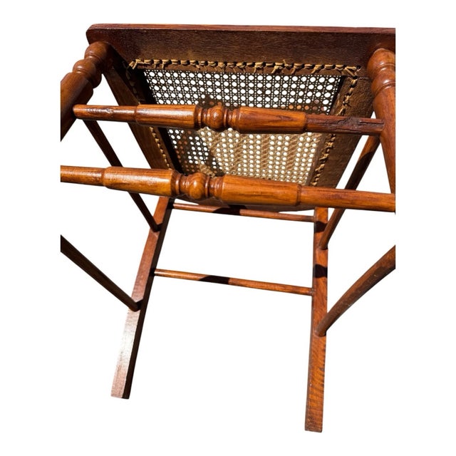 1920's Victorian American Chestnut Cane Seat Side Desk Chair For Sale - Image 16 of 17