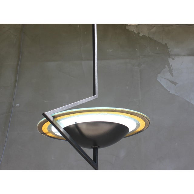 Italian Suspension Lamp in Wrought Iron and Colored Glass by Daniela Puppa, 1970s For Sale - Image 17 of 17