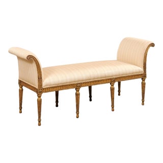 Late 19th Century French Louis XVI Scroll Arm Window Bench For Sale