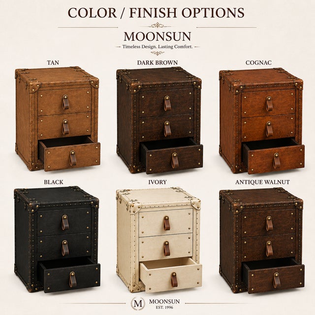 Not Yet Made - Made To Order Vintage Style Leather Nightstand Set of 2, Cognac Brown Bedside Tables, Trunk Style Side Table, Handmade Rustic End Table, Luxury Bedroom Storage For Sale - Image 5 of 9