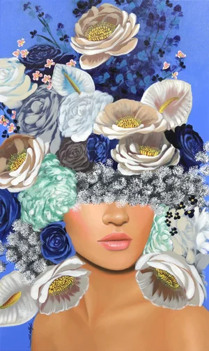 "Madison" Contemporary Botanical Figurative Acrylic Painting by Sally K