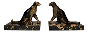 French Art Deco Sculptural Bookends with Panthers by Tedd, 1930s, Set of 2