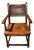Antique Elgin a Simonds Dark Oak Wood Wainscot Side / Dining Chair W/ Arms & Carved Back For Sale