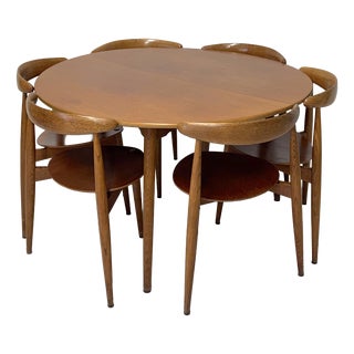 Vintage Heart Dining Set by Hans Wegner for Fritz Hansen, 1950s, Set of 7 For Sale