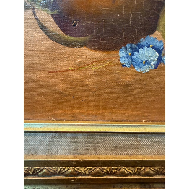 Wood 1950s Italian Artist R. Rosini Flowers Still Life Framed Original Signed Art For Sale - Image 7 of 8