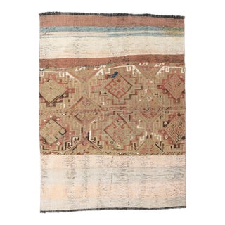 Vintage Embroidered Turkish Kilim Rug - 3`9″ X 5`1″ For Sale