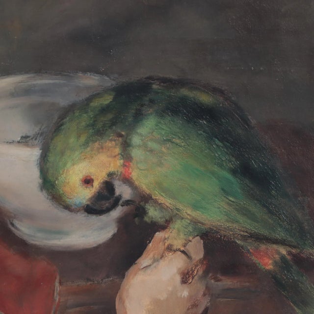 Albert Serwazi (American 1905-1992) "Gertrude with Parrot". Oil on canvas. Signed and dated 1944 upper right. 24" x 31"...