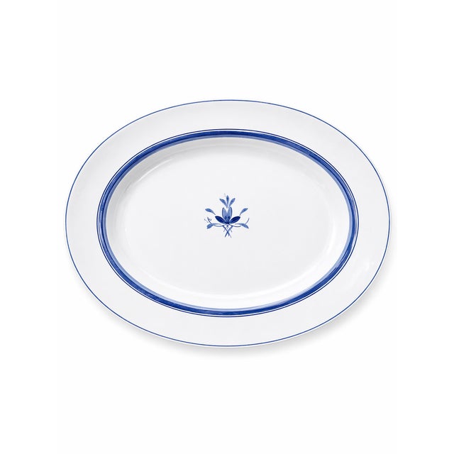 Ceramic Vintage Dutch Blue & White Ironstone Platter – Petrus Regout Maastricht – Double Band Rim – 15.25” For Sale - Image 7 of 7