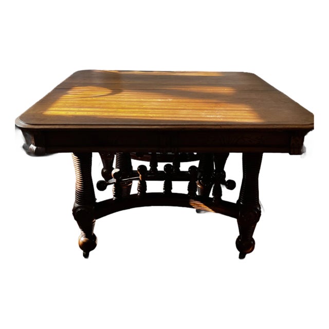 Antique Quartersawn Oak Dining Table For Sale