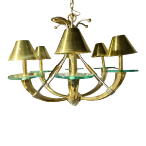 Vintage Nulko Mid-Century Modern 6-Light Solid Brass Chandelier