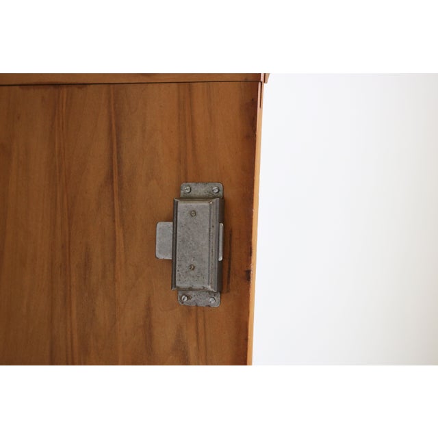 Wood Antique Dutch Art Nouveau Wall Cabinet in Cherry Wood and Brass, 1910 For Sale - Image 7 of 11