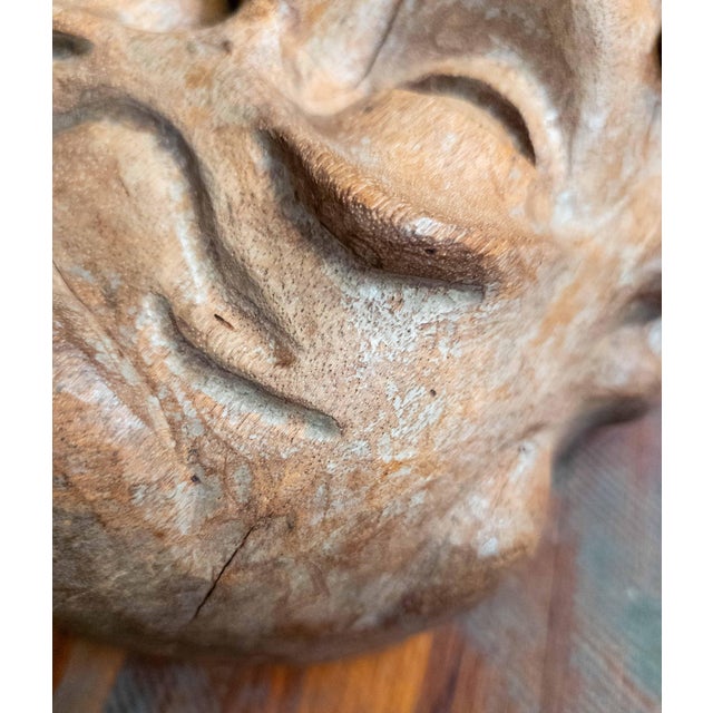 19th Century or Earlier Folk Art Carved Bearded Figure Head in Oak, North Wind Sea God For Sale - Image 10 of 16