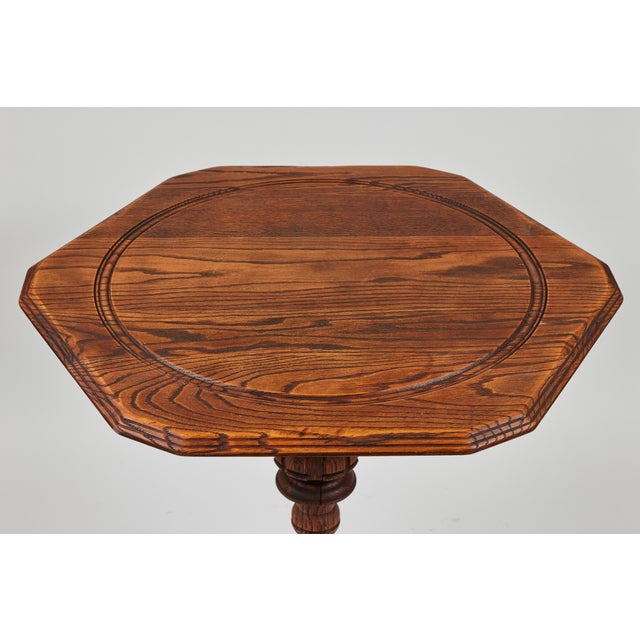 Vintage Oak Pedestal Table With Hand Carved Base Chairish