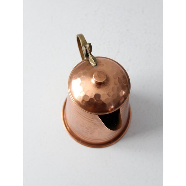 Vintage Hammered Copper Teapot With Brass Handle For Sale - Image 9 of 14