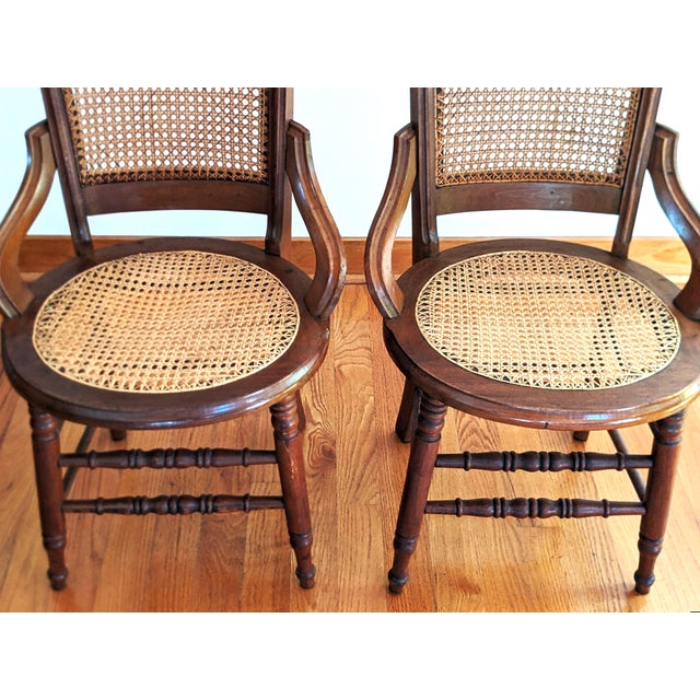 Victorian Walnut Hand Caned Chairs a Pair Chairish