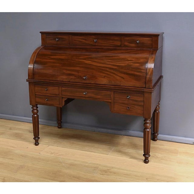 Restoration Mahogany Cylinder Desk, Early 19th Century For Sale - Image 6 of 18