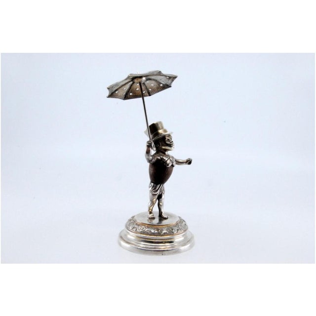 Silver Silver Toothpick Holder with Wooden Body Figure For Sale - Image 8 of 11