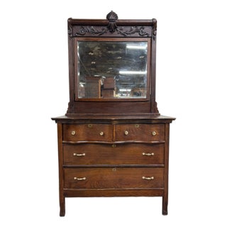 Antique 19th Century Victorian Eastlake Marble Top Dresser With Swivel Mirror For Sale