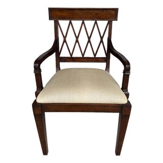 Jonathan Charles Regency Style Lattice Back Arm Chair For Sale