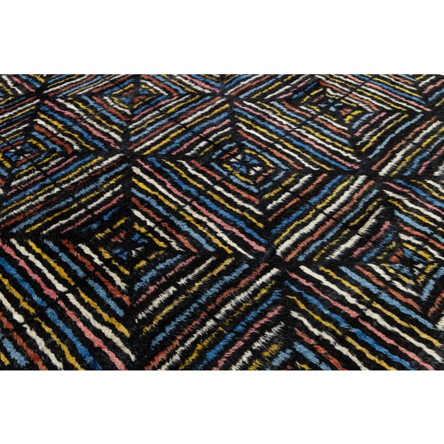 Modern Moroccan Style Hand-Knotted Wool Rug With Abstract Geometric Concentric For Sale - Image 10 of 12