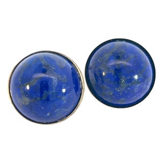 Natural Lapis Lazuli Cufflinks 14k Y Gold 40 CTW Certified, Pair For Sale