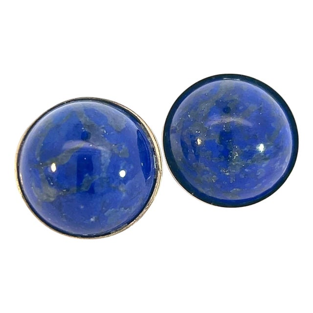 Natural Lapis Lazuli Cufflinks 14k Y Gold 40 CTW Certified, Pair For Sale