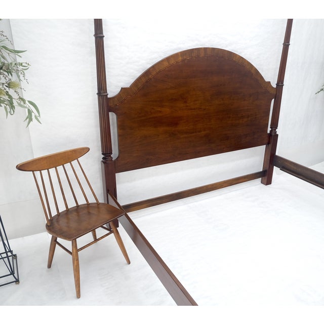Mahogany King Size Banded Headboard Poster Bed w/ Turned Finials MINT! For Sale - Image 9 of 15