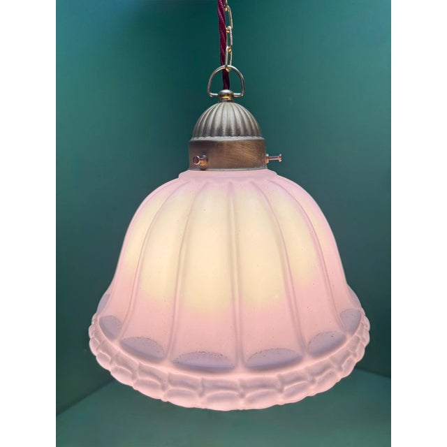 Vintage Opal Glass Pendant Light, 1920s For Sale - Image 6 of 11