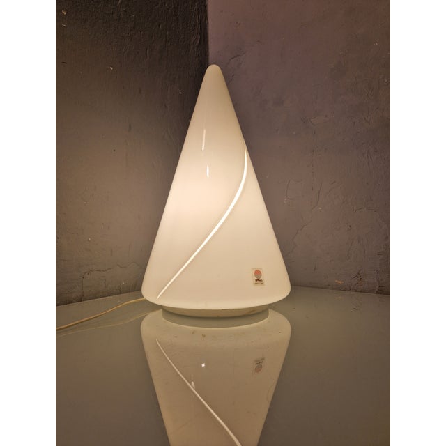 Mid-Century Modern Murao Table Lamp in Thick Glass with Cuts Paying Homage to Lucio Fontana, 1970s For Sale - Image 3 of 11