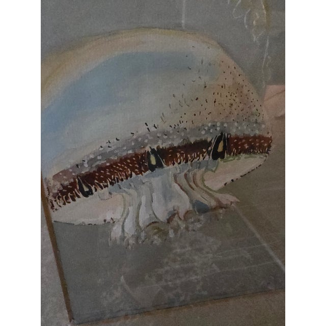 Mid-Century Modern 1950s Vintage Mid Century Modern Surrealistic Signed Painting For Sale - Image 3 of 8