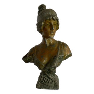 5 3/4" Spelter Metal "Lydia" Female Bust, Circa 1890 For Sale