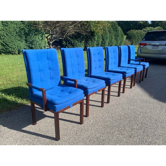 Dillingham B Collection Arthur Umanoff 70s Cobalt Upholstered Walnut