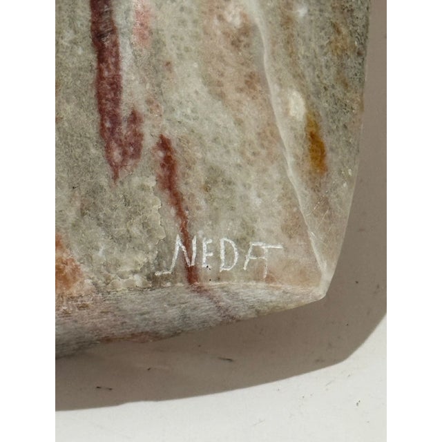 Late 20th Century Late 20th Century Hand-Carved Mexican Onyx Stone Sculpture “Wind Figure” Signed For Sale - Image 5 of 6