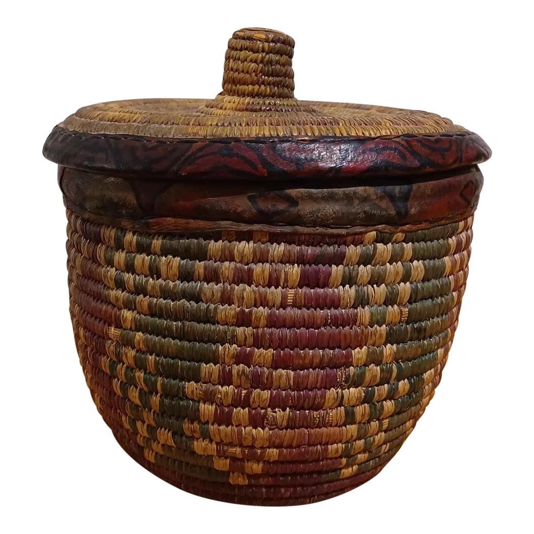 Vintage African Basket With Lid Chairish