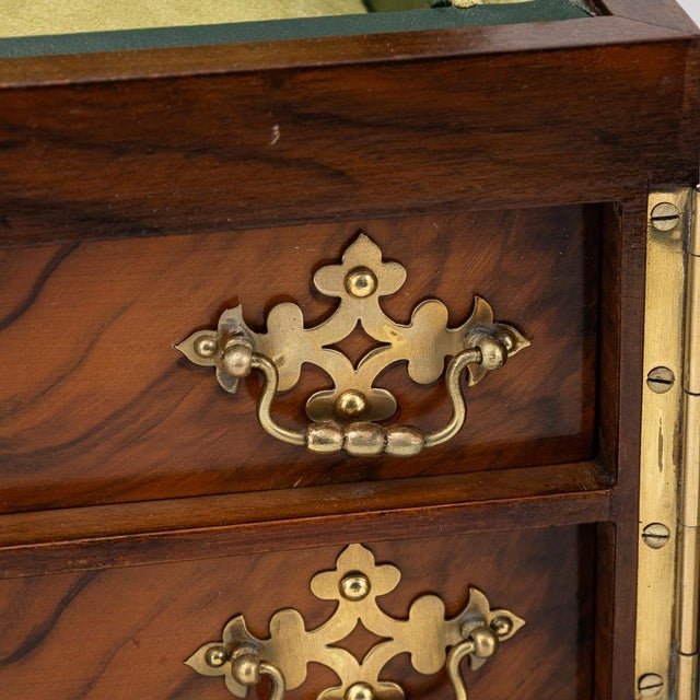 Antique 19th Century Victorian Walnut & Glass Fronted Jewellery Box, 1890s For Sale - Image 3 of 18