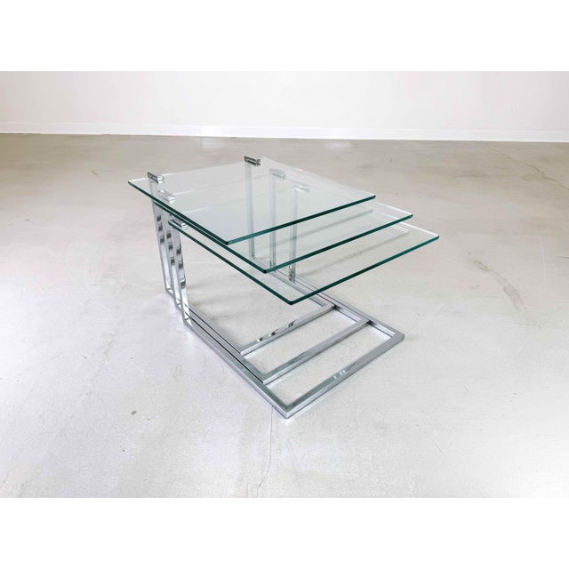 Glass Mid-Century Nesting Tables by Milo Baughman, 1970s, Set of 3 For Sale - Image 7 of 13