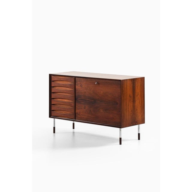 Black Sideboard in Rosewood and Steel attributed to Arne Vodder, 1950s For Sale - Image 8 of 10