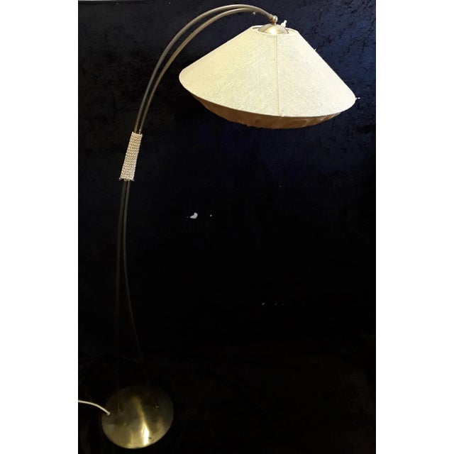 Vintage German Brass Floor Lamp with Linen Shade, 1960s For Sale - Image 10 of 10