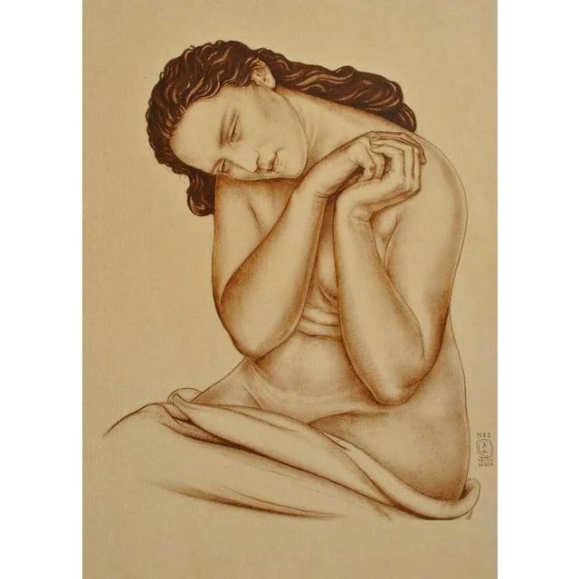 Walter SAUER (1889-1927) Model with tilted head, 1930 Offset and spot color printing Signed in the plate Limited to 250...