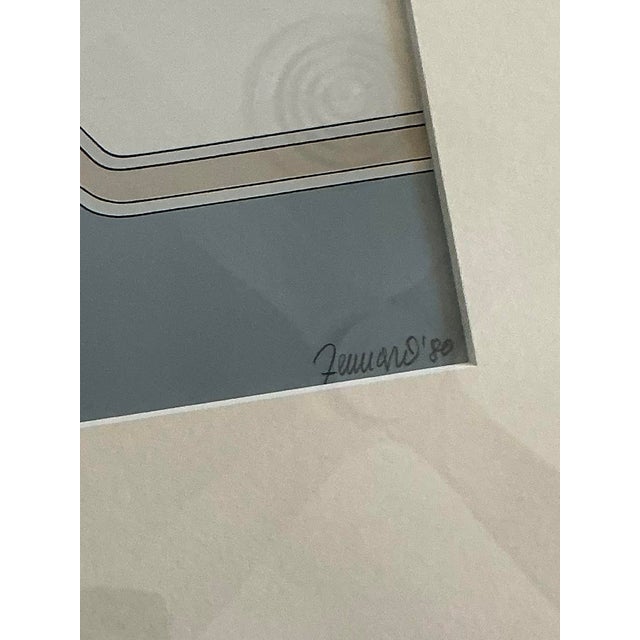 Abstract Vintage 1980s Signed Abstract Lithograph Print, Framed For Sale - Image 3 of 6