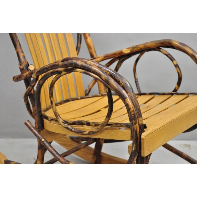 Vintage Adirondack Tree Branch Twig Arts & Crafts Primitive Rocker Rocking Chair For Sale In Philadelphia - Image 6 of 11