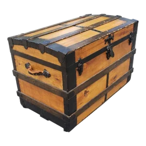 Early 20th Century American Rolling Pine Blanket Chest Storage Trunk