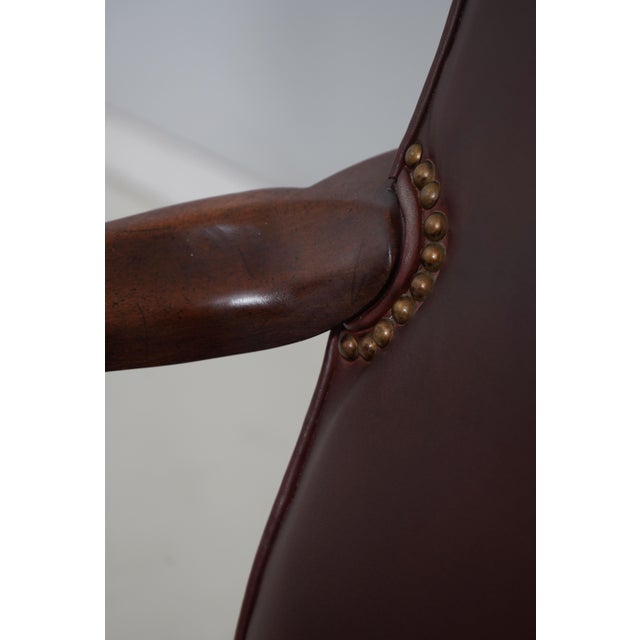 Pair of Hickory Leather Mahogany Armchairs - New Upholstery For Sale - Image 12 of 18