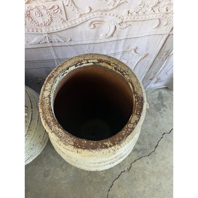 Pair of Large Distressed Mediterranean Style Terracotta Olive Jars With Handles For Sale - Image 15 of 15