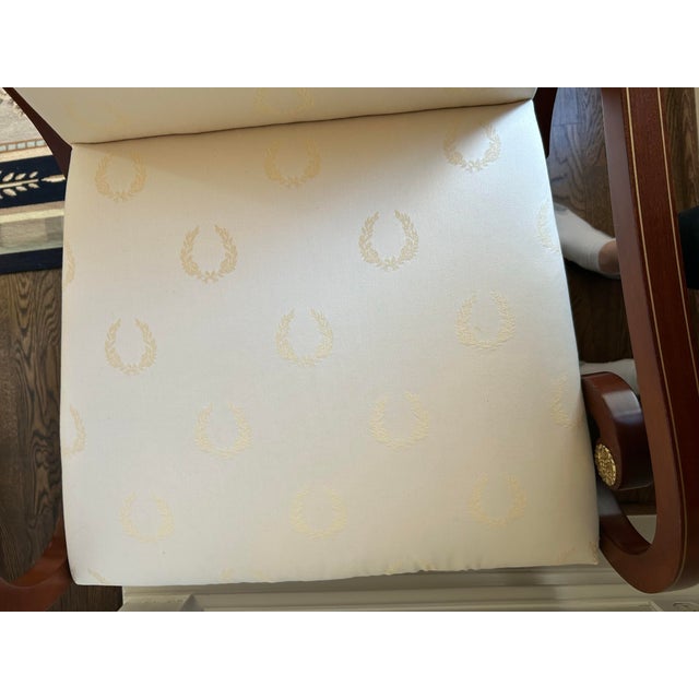 Kindel Furniture Kindel Neoclassical Empire Regency Mahogany Scroll Lounge Armchair For Sale - Image 4 of 6