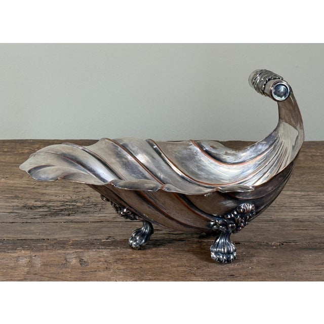 Mappin & Webb Antique English Silver Plate Shell Form Compote / Serving Dish on Paw Feet For Sale - Image 4 of 12
