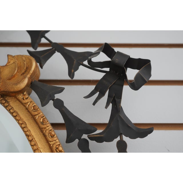 Pair of Baroque-Style Toleware Metal and Giltwood Mirrors With Sconces For Sale - Image 9 of 13