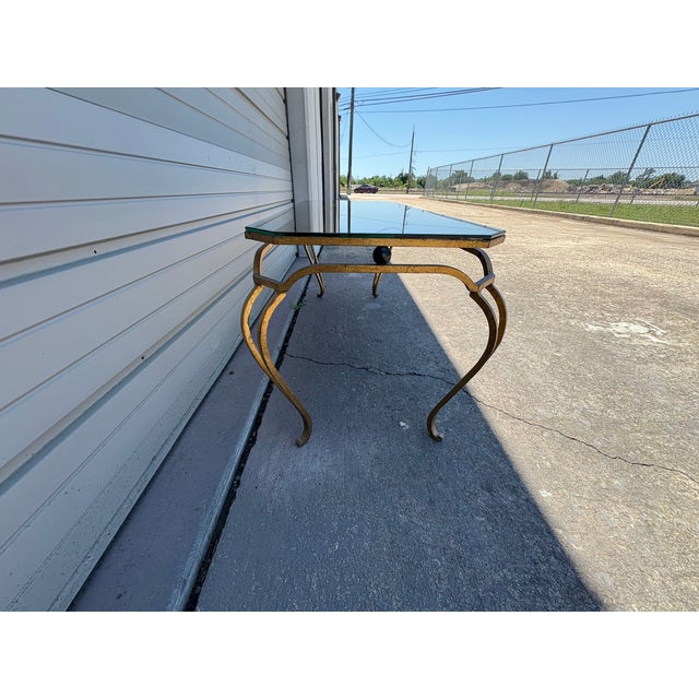 Gold French Gilt Iron and Mirrored Cocktail Table For Sale - Image 8 of 12