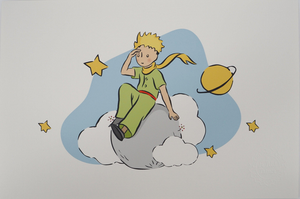 Antoine De Saint-Exupery, Le Petit Prince observe depuis son astéroïde, Lithograph
