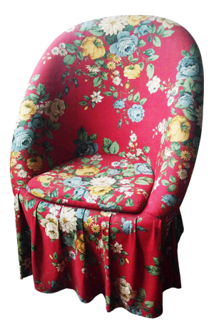 Rattan & Iron Skirted Chair with Hairpin Legs, 1960s